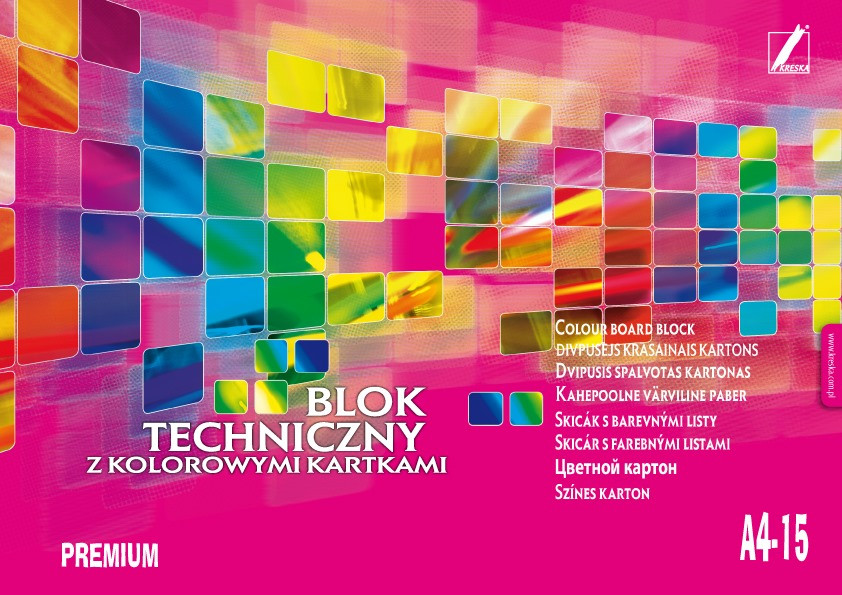 Blok techniczny A4 15k. Premium kolorowy Kreska